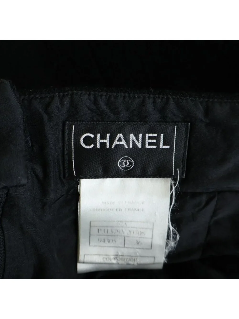 Chanel CC Logo Button Wool Skirt Black